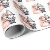 Whimsical Garden Gnome bruid & bruidegom bruiloft Cadeaupapier (Rol Hoek)