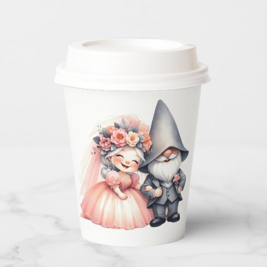 Whimsical Garden Gnome Rustiek Sprookjeshuwelijk Papieren Bekers (Voorkant)