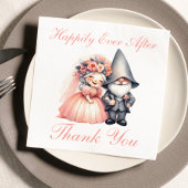 Whimsical Garden Gnome Sinaasappel Dank u bruiloft Servet