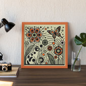 Whimsical Garden Harmony: Kat, bloemen en boter Poster