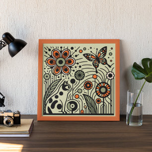 Whimsical Garden Harmony: Kat, bloemen en boter Poster