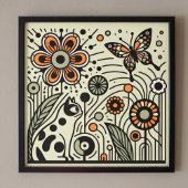 Whimsical Garden Harmony: Kat, bloemen en boter Poster