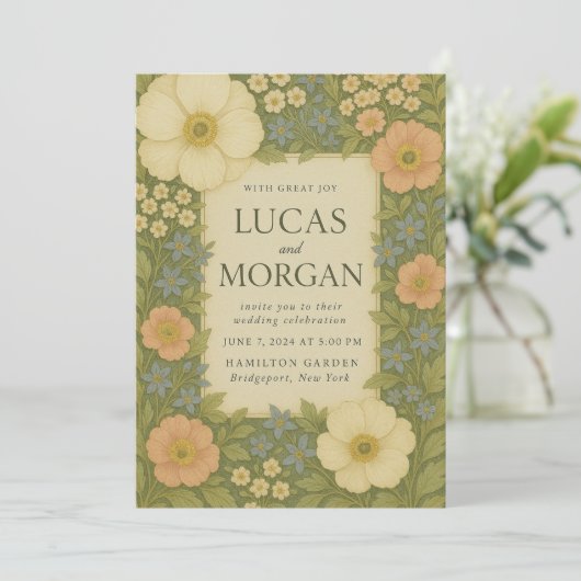 Whimsical Garden Huwelijksuitnodiging Kaart (Staand voorkant)