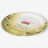 Whimsical Garden Lady Bug 1st Birthday Papieren Bordje (Gekanteld)