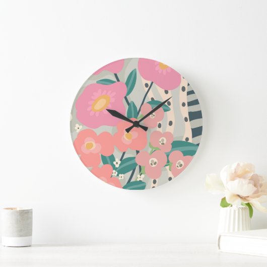 Whimsical Garden Moderne Bloemenmuur Grote Klok (Huis)