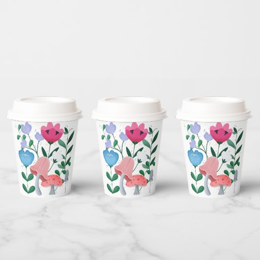 Whimsical Garden Papieren Bekers (Multi)