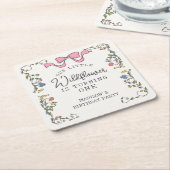 Whimsical Garden Party Doodle Floral Verjaardag Kartonnen Onderzetters (Schuin)