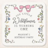Whimsical Garden Party Doodle Floral Verjaardag Kartonnen Onderzetters (Voorkant)