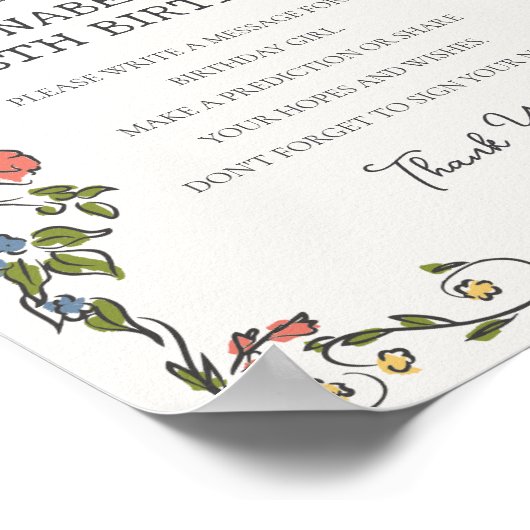 Whimsical Garden Party Flora Verjaardag Time Capsu Poster (Hoek)