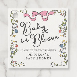 Whimsical Garden Party Floral Doodle Baby shower Bedankjes Labels