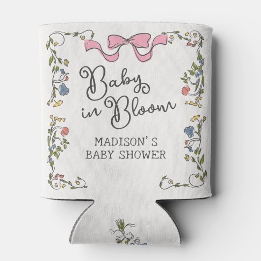 Whimsical Garden Party Floral Doodle Baby shower Blikjeskoeler (Achterkant)