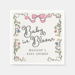 Whimsical Garden Party Floral Doodle Baby shower Servet