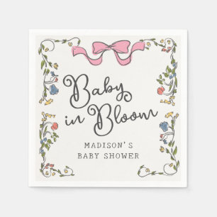Whimsical Garden Party Floral Doodle Baby shower Servet