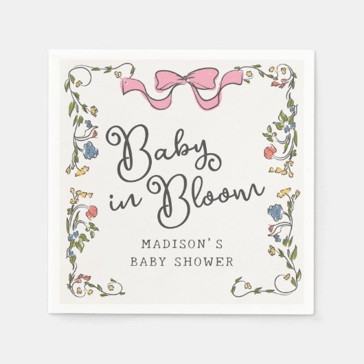 Whimsical Garden Party Floral Doodle Baby shower Servet (Voorkant)