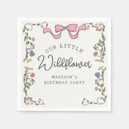 Whimsical Garden Party Floral Doodle Verjaardag Servet