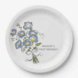 Whimsical Garden Party Heldere Bloemen Verjaardag Papieren Bordje