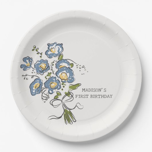 Whimsical Garden Party Heldere Bloemen Verjaardag Papieren Bordje (Voorkant)