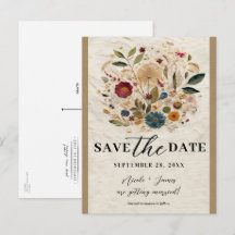 Whimsical Garden Pressed Flowers Save the Date