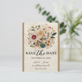 Whimsical Garden Pressed Flowers Save the Date Aankondigingskaart (Staand voorkant)