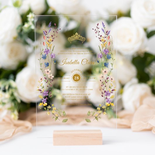 Whimsical Garden Quinceañera Acryl Uitnodigingen