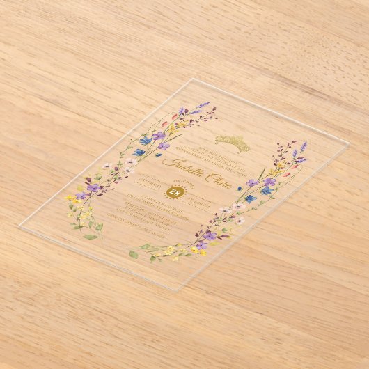 Whimsical Garden Quinceañera Acryl Uitnodigingen (Laagn)