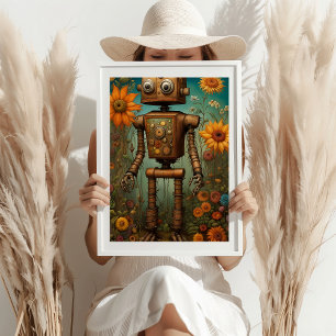 Whimsical Garden Robot   Digitale kunst Poster