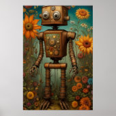 Whimsical Garden Robot | Digitale kunst Poster (Voorkant)