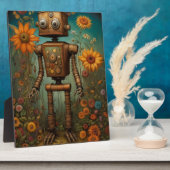 Whimsical Garden Robot | Digitale kunst tafelblad Fotoplaat (Zijkant)