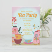 Whimsical Garden Sprookje Tea Party Meisje Verjaar Kaart (Staand voorkant)