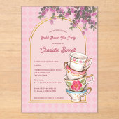 Whimsical Garden Tea Party Bridal Shower Acryl Uitnodigingen (Voorkant)