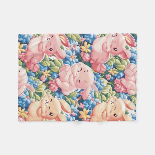 Whimsical Garden van speelse konijnen Deken Ontwer (Voorkant (Horizontaal))