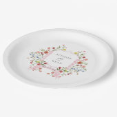 Whimsical Garden Wedding Crest Monogram Papieren Bordje (Gekanteld)