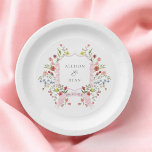 Whimsical Garden Wedding Crest Monogram Papieren Bordje<br><div class="desc">Whimsical Tuin Bruiloft Crest Monogram Papier Borden Verloving Celebration Decorations</div>