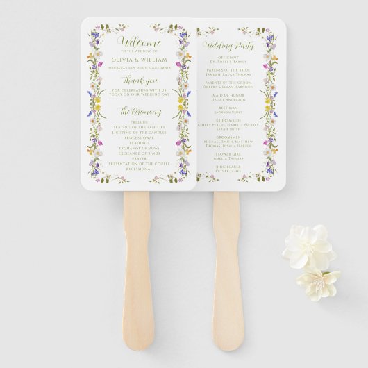 Whimsical Garden Wildflower bruiloft Handwaaier (Voorkant en achterkant)