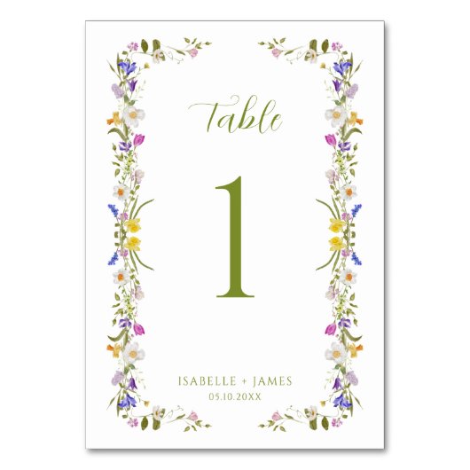 Whimsical Garden Wildflower bruiloft Kaart (Voorkant)