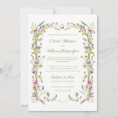 Whimsical Garden Wildflower bruiloft Kaart (Voorkant)