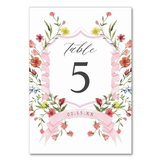 Whimsical Garden Wildflower bruiloft Kaart (Achterkant)