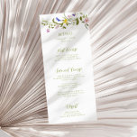 Whimsical Garden Wildflower Bruiloft Menu<br><div class="desc">Whimsical tuin bruiloft menukaart met kleurrijke wilde bloemen en een groen gekleurd handgeschreven script lettertype. Deze menukaart is perfect voor koppels die een vleugje charme en elegantie willen toevoegen aan hun speciale dag. Het ingewikkelde bloemenontwerp voegt een vleugje grilligheid toe en benadrukt de vreugde van bloeiende liefde. De kleurrijke wilde...</div>