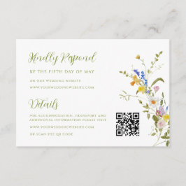 Whimsical Garden Wildflower bruiloft RSVP Details Informatiekaartje