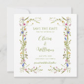 Whimsical Garden Wildflower bruiloft Save The Date (Voorkant)