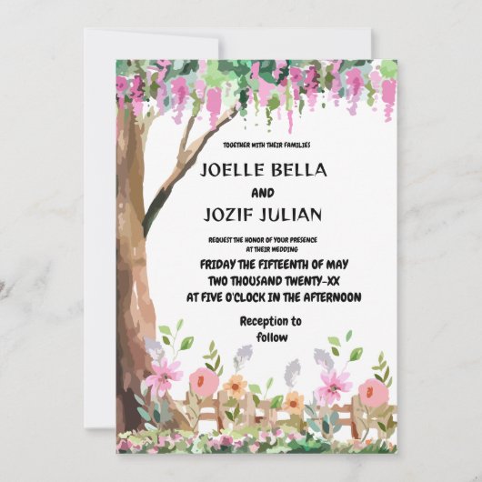 Whimsical Garden Wildflower bruiloft uitnodiging (Voorkant)