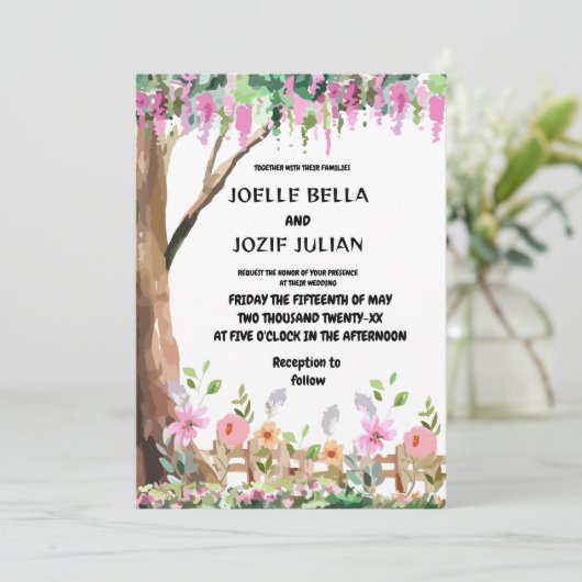 Whimsical Garden Wildflower bruiloft uitnodiging (Staand voorkant)
