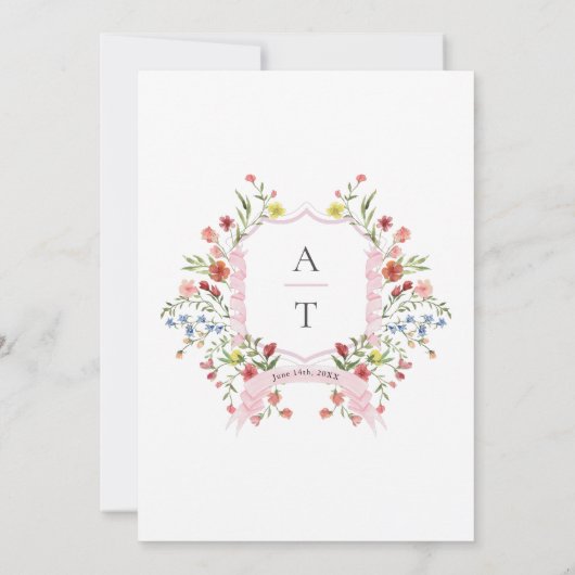 Whimsical Garden Wildflower Classic Bruiloft Kaart (Achterkant)