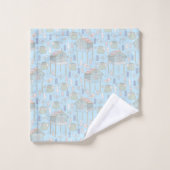 Whimsical Gardener Pattern op Blue Bad Handdoek (Wasdoekje)