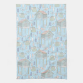 Whimsical Gardener Pattern op Blue Theedoek (Verticaal)