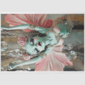 Whimsical Gargoyle Fairy Pink Green Decoupage Tissuepapier (Voorkant)