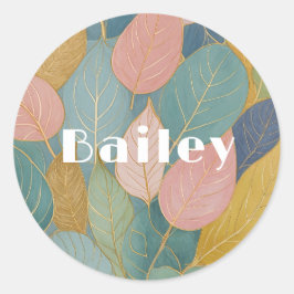 Whimsical gebladerte: pastel laat klassiek rond st ronde sticker