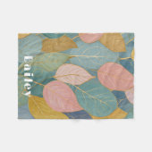 Whimsical gebladerte: pastelbladeren fleece deken (Voorkant (Horizontaal))
