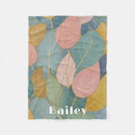 Whimsical gebladerte: pastelbladeren fleece deken
