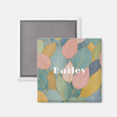 Whimsical gebladerte: pastelbladeren magneet (Voorkant / Achterkant)